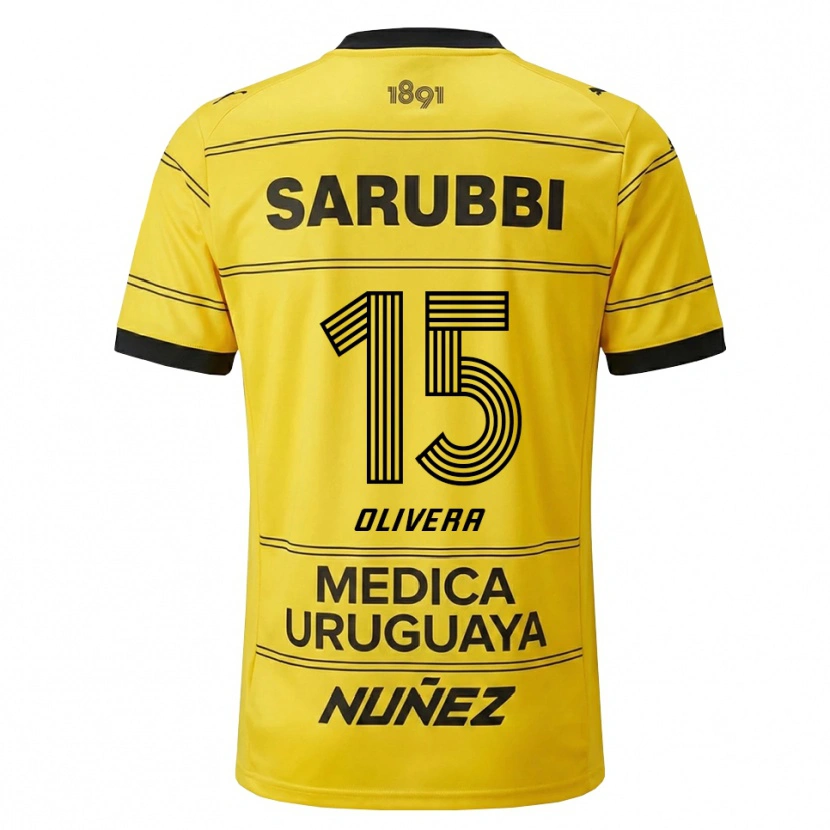 Danxen Kinderen Maximiliano Olivera #15 Geel Zwart Uitshirt Uittenue 2026/27 T-Shirt