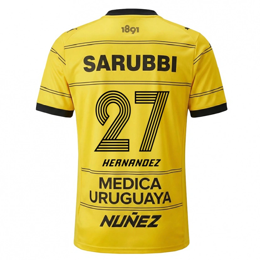 Danxen Kinderen Lucas Hernández #27 Geel Zwart Uitshirt Uittenue 2026/27 T-Shirt