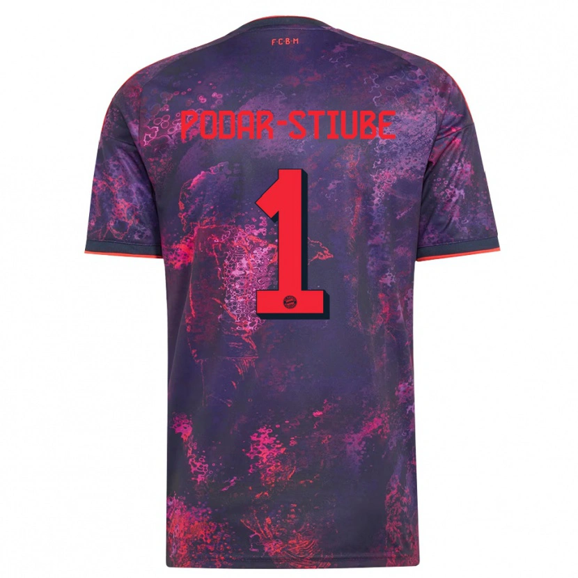 Danxen Kinderen David Podar-Stiube #1 Paars Rood Thuisshirt Derde Tenue 2026/27 T-Shirt