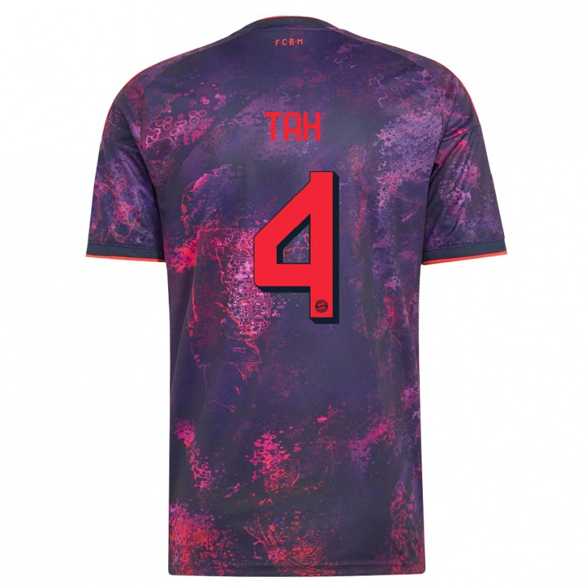 Danxen Kinderen Jonathan Tah #4 Paars Rood Thuisshirt Derde Tenue 2026/27 T-Shirt