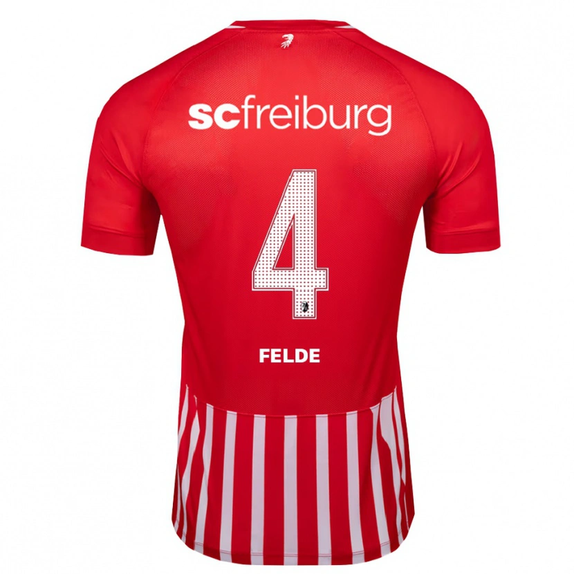 Danxen Heren Meret Felde #4 Rood Wit Zwart Thuisshirt Thuistenue 2026/27 T-Shirt