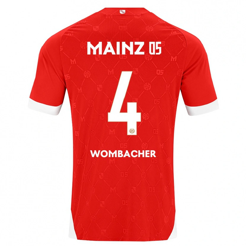 Danxen Heren Fynn Wombacher #4 Rood Wit Thuisshirt Thuistenue 2026/27 T-Shirt