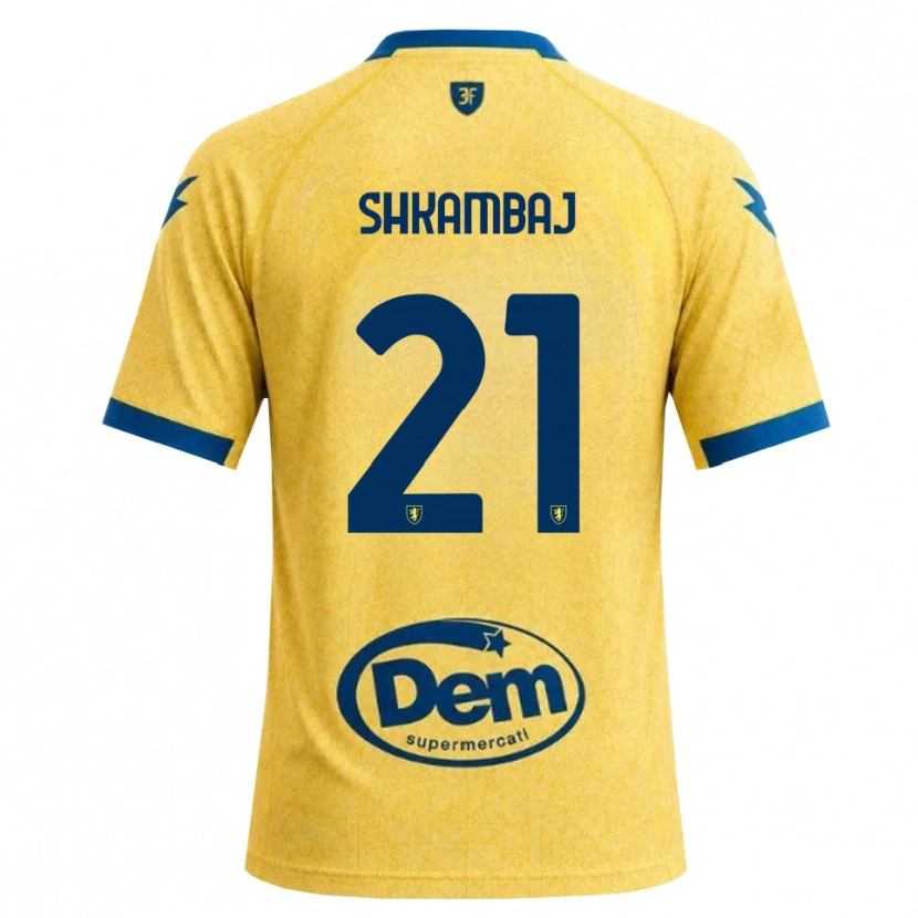 Danxen Heren Ardit Shkambaj #21 Khaki Zwart Blauw Thuisshirt Thuistenue 2026/27 T-Shirt