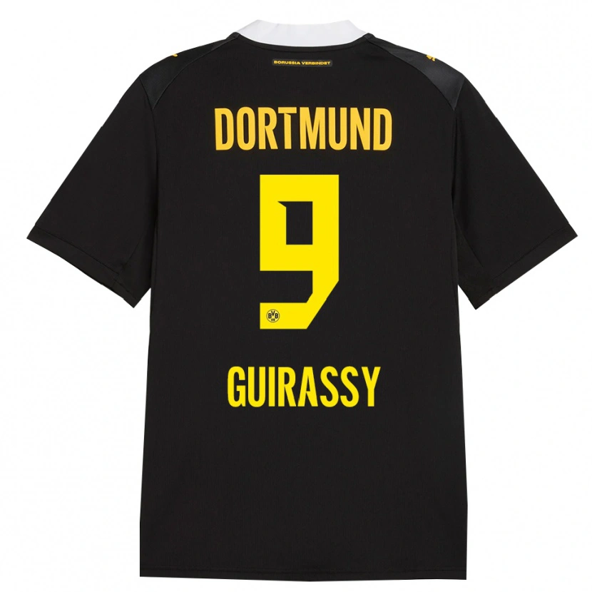 Danxen Heren Serhou Guirassy #9 Zwart Rood Geel Uitshirt Uittenue 2026/27 T-Shirt