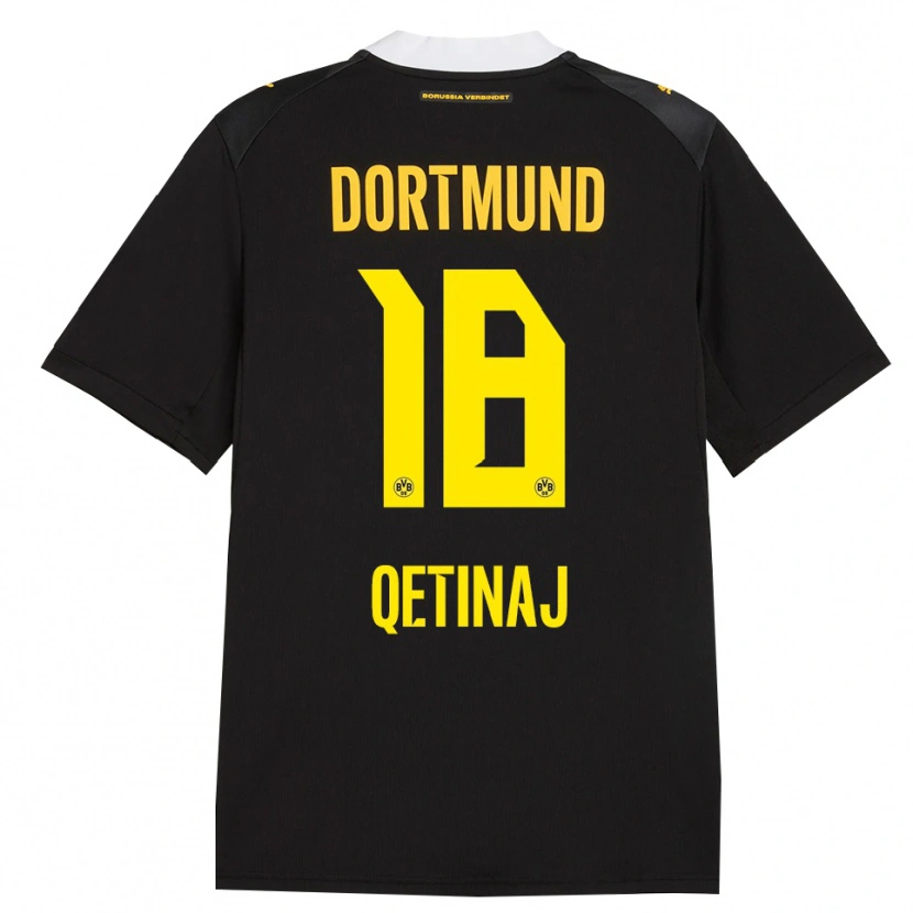 Danxen Heren Edon Qetinaj #18 Zwart Rood Geel Uitshirt Uittenue 2026/27 T-Shirt