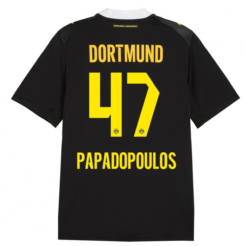 Danxen Heren Antonios Papadopoulos #47 Zwart Rood Geel Uitshirt Uittenue 2026/27 T-Shirt