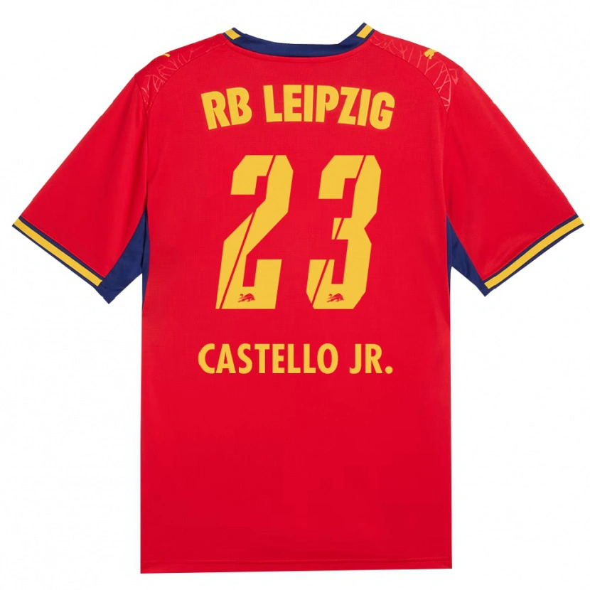 Danxen Heren Castello Lukeba #23 Rood Geel Koninklijk Blauw Uitshirt Uittenue 2026/27 T-Shirt