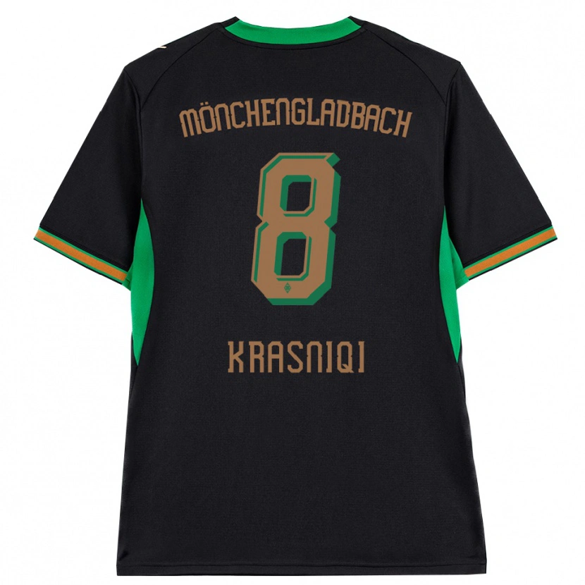 Danxen Heren Engjell Krasniqi #8 Zwart Oranje Groen Bruin Uitshirt Uittenue 2026/27 T-Shirt