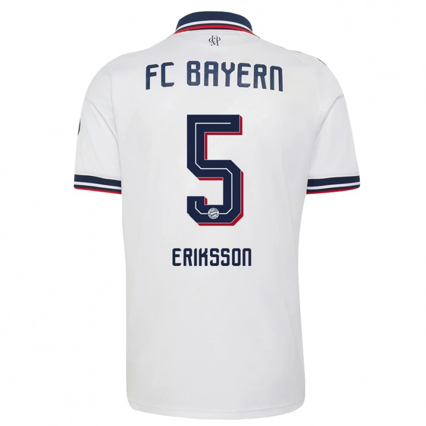 Danxen Heren Magdalena Eriksson #5 Wit Grijs Rood Uitshirt Uittenue 2026/27 T-Shirt