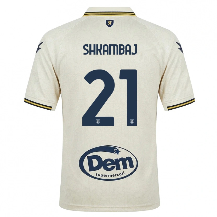 Danxen Heren Ardit Shkambaj #21 Oldlace Geel Zwart Uitshirt Uittenue 2026/27 T-Shirt