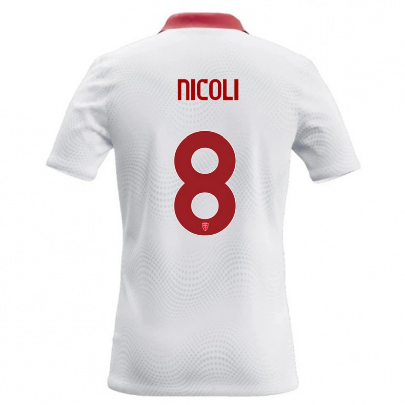 Danxen Heren Andrea Nicoli #8 Wit Rood Uitshirt Uittenue 2026/27 T-Shirt