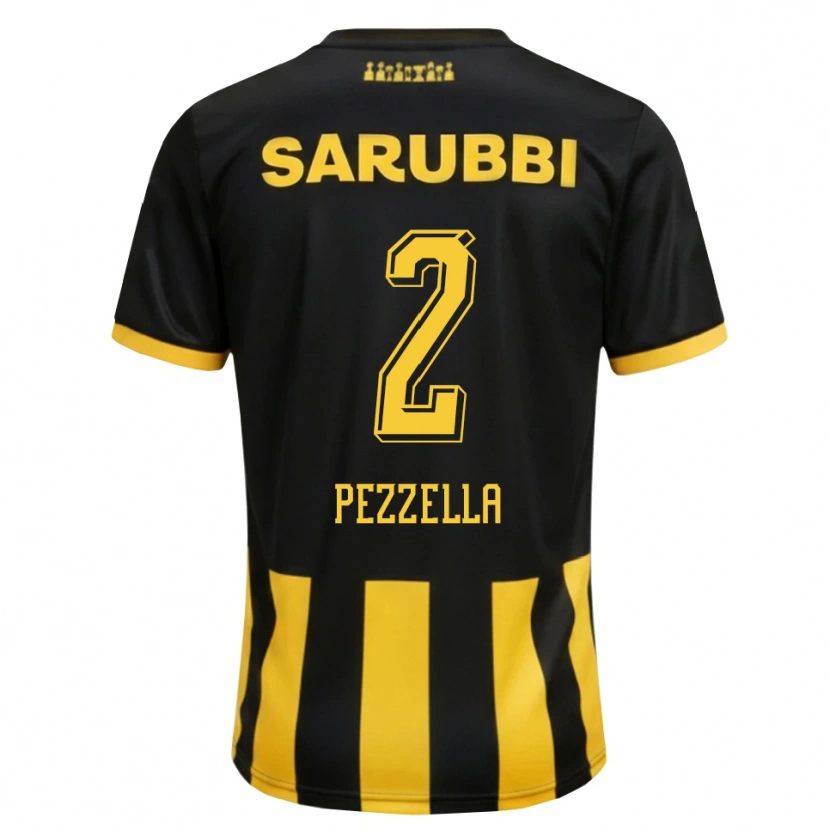 Danxen Dames Germán Pezzella #2 Zwart Geel Thuisshirt Thuistenue 2026/27 T-Shirt
