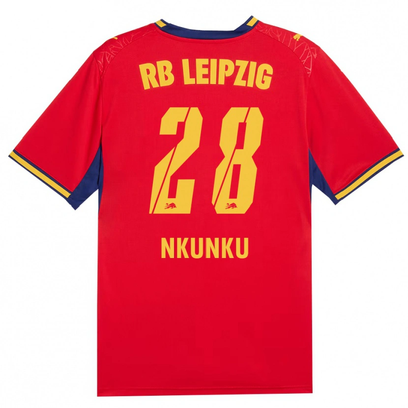 Danxen Dames Christopher Nkunku #28 Rood Geel Koninklijk Blauw Uitshirt Uittenue 2026/27 T-Shirt