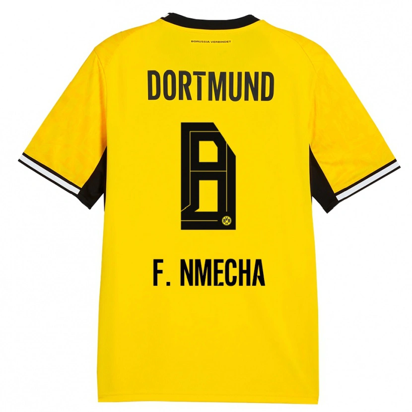 Danxen Dames Felix Nmecha #8 Geel Zwart Wit Thuisshirt Thuistenue 2026/27 T-Shirt