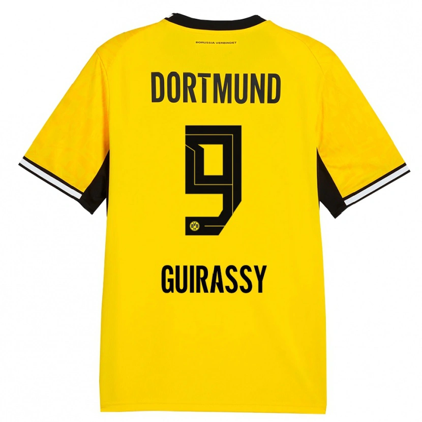 Danxen Dames Serhou Guirassy #9 Geel Zwart Wit Thuisshirt Thuistenue 2026/27 T-Shirt