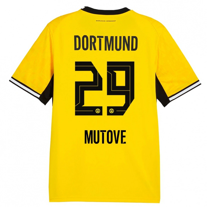 Danxen Dames Kevin Mutove #29 Geel Zwart Wit Thuisshirt Thuistenue 2026/27 T-Shirt