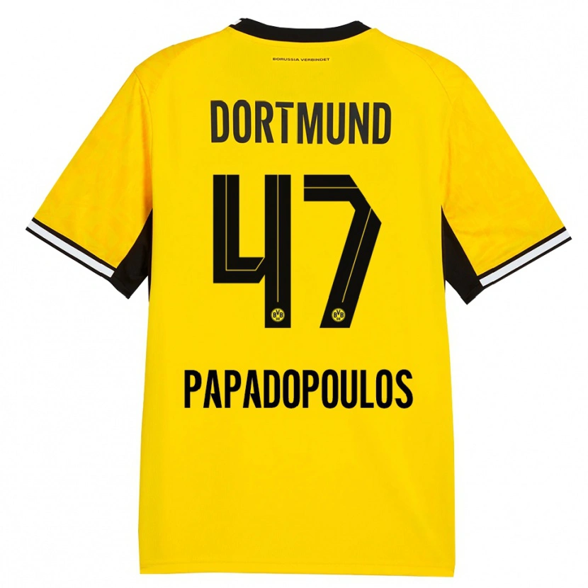Danxen Dames Antonios Papadopoulos #47 Geel Zwart Wit Thuisshirt Thuistenue 2026/27 T-Shirt