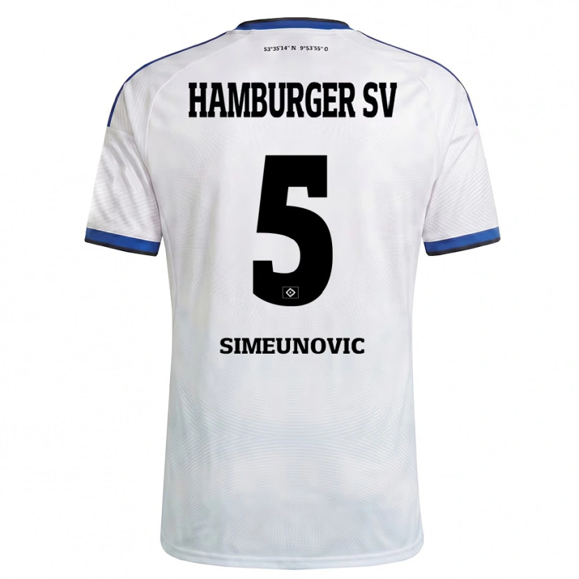 Danxen Dames Denis Simeunovic #5 Wit Zwart Blauw Thuisshirt Thuistenue 2026/27 T-Shirt