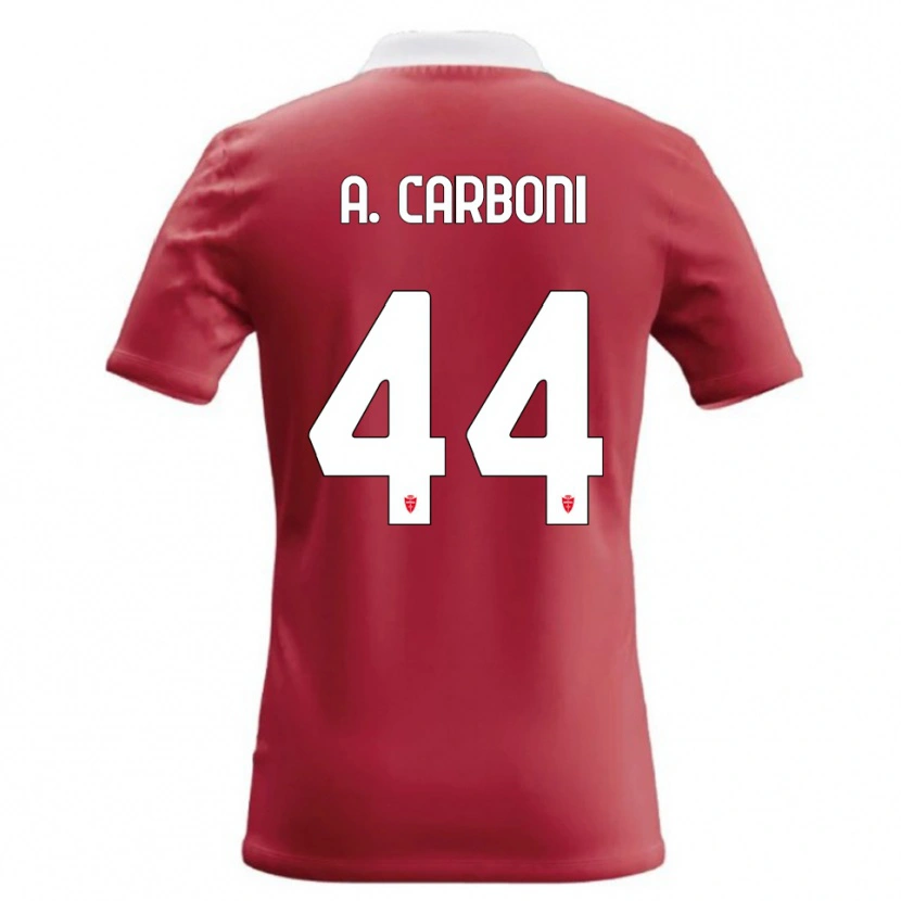 Danxen Dames Andrea Carboni #44 Rood Wit Thuisshirt Thuistenue 2026/27 T-Shirt