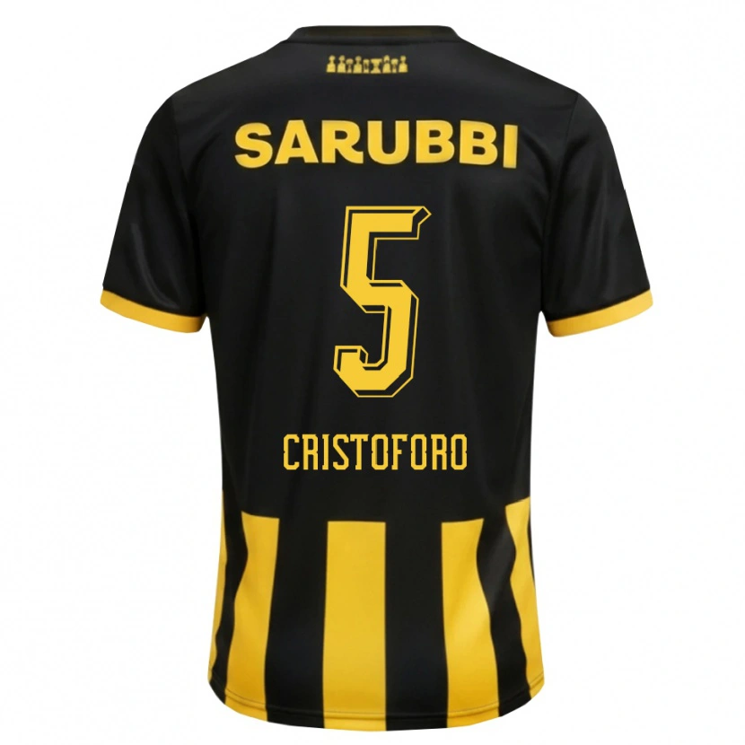 Danxen Dames Sebastián Cristóforo #5 Zwart Geel Thuisshirt Thuistenue 2026/27 T-Shirt