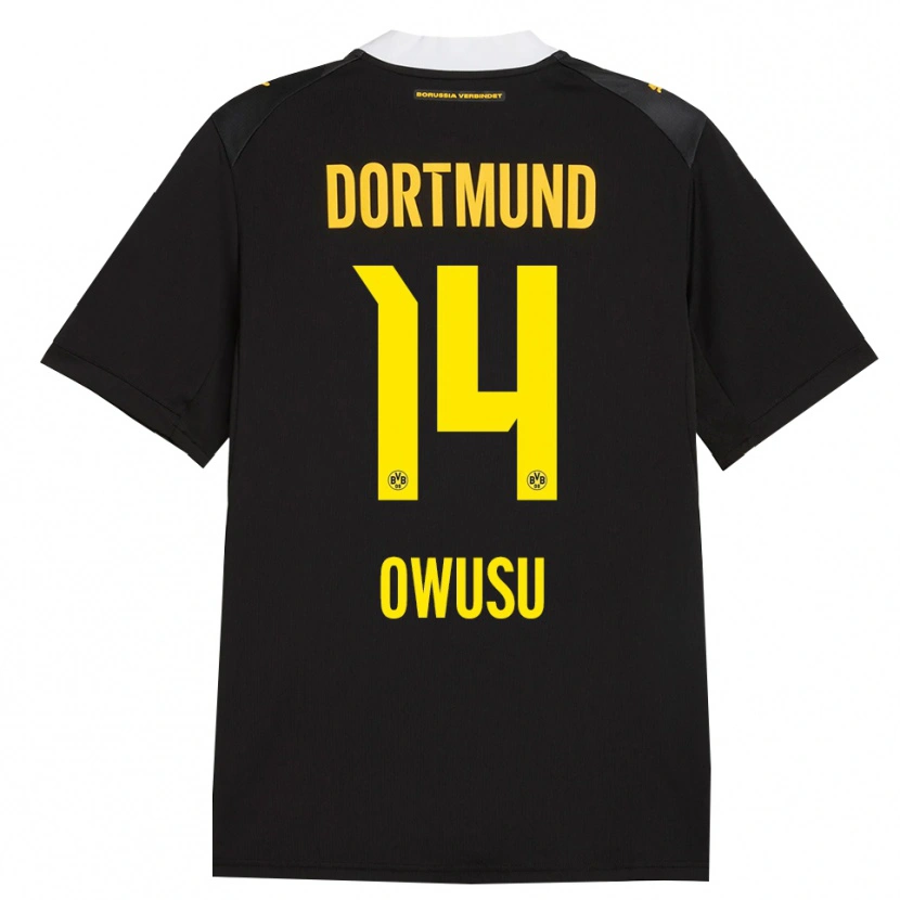 Danxen Dames Nathanael Owusu #14 Zwart Rood Geel Uitshirt Uittenue 2026/27 T-Shirt
