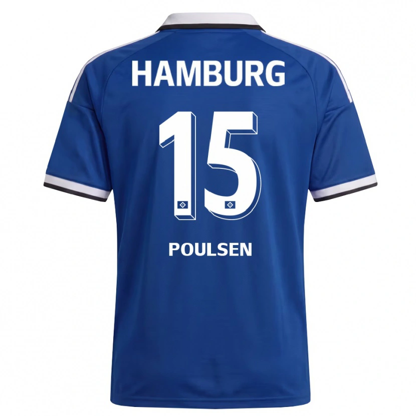 Danxen Dames Yussuf Poulsen #15 Wit Blauw Uitshirt Uittenue 2026/27 T-Shirt