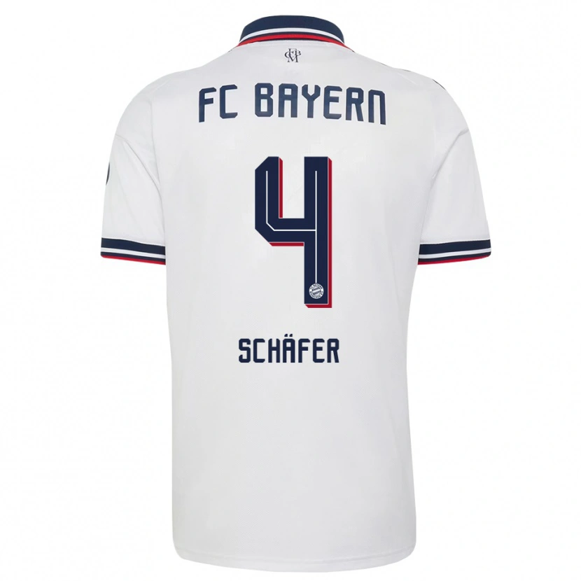 Danxen Dames Luis Schäfer #4 Wit Grijs Rood Uitshirt Uittenue 2026/27 T-Shirt