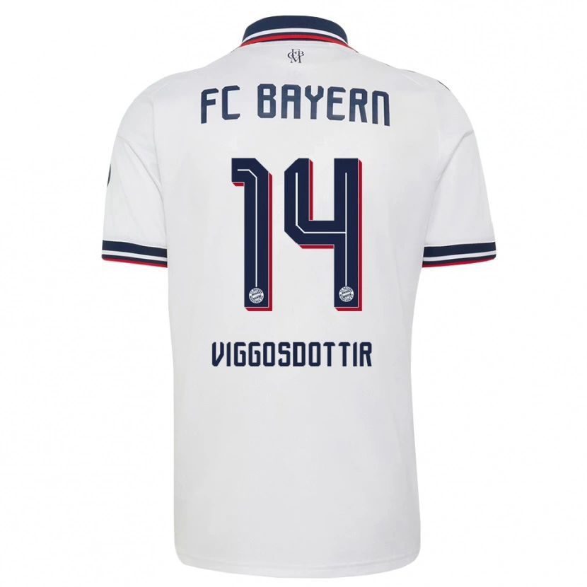 Danxen Dames Glodis Perla Viggosdottir #14 Wit Grijs Rood Uitshirt Uittenue 2026/27 T-Shirt