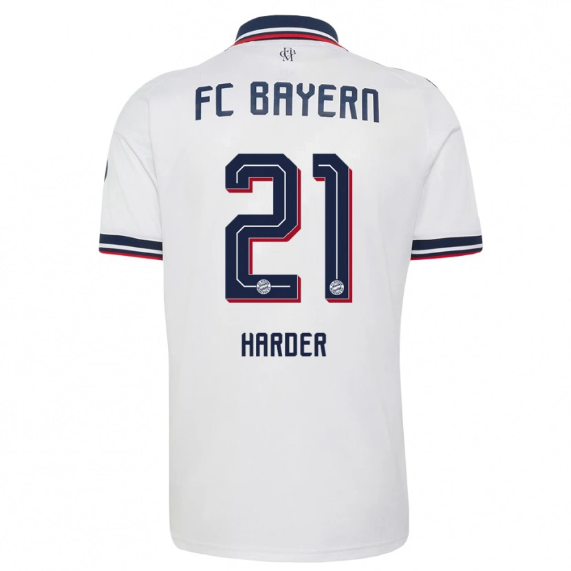 Danxen Dames Pernille Harder #21 Wit Grijs Rood Uitshirt Uittenue 2026/27 T-Shirt