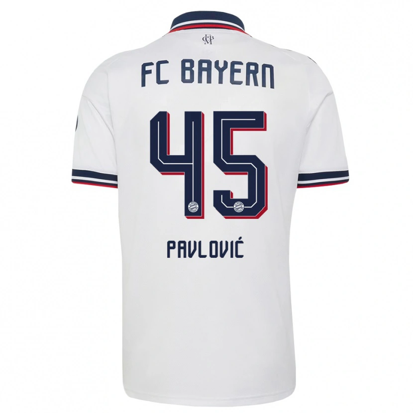 Danxen Dames Aleksandar Pavlovic #45 Wit Grijs Rood Uitshirt Uittenue 2026/27 T-Shirt