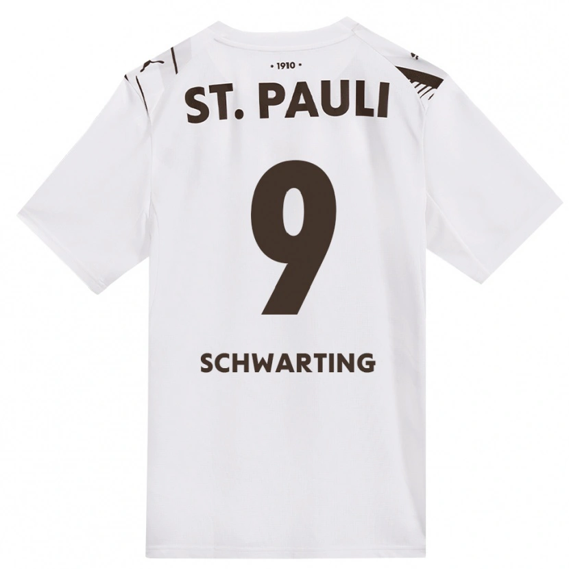 Danxen Dames Dominik Schwarting #9 Cafe Wit Rood Uitshirt Uittenue 2026/27 T-Shirt