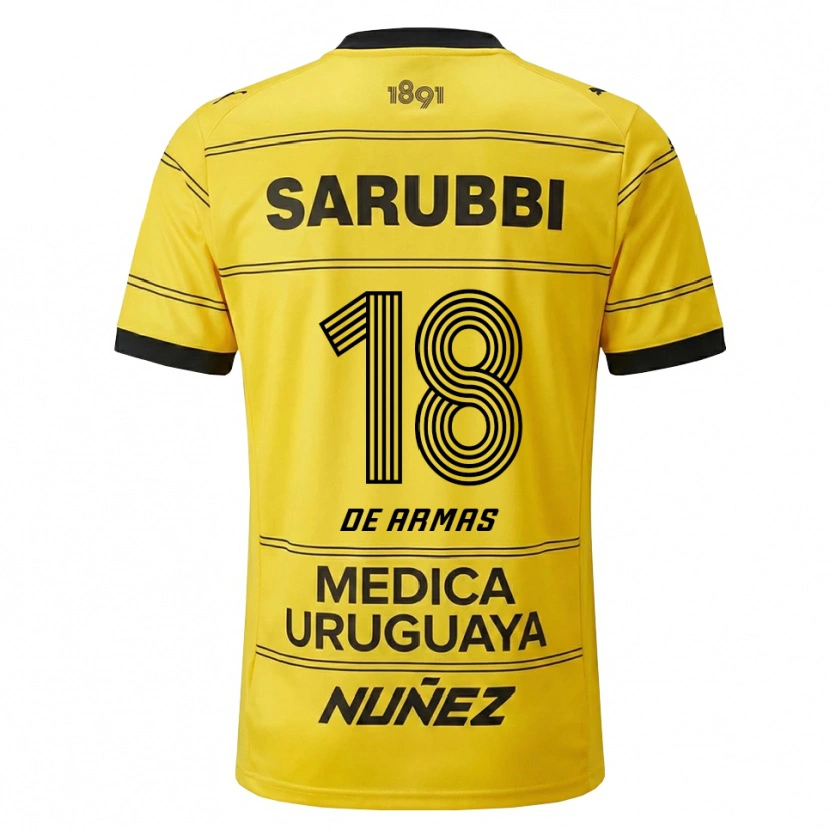 Danxen Dames Nahuel De Armas #18 Geel Zwart Uitshirt Uittenue 2026/27 T-Shirt