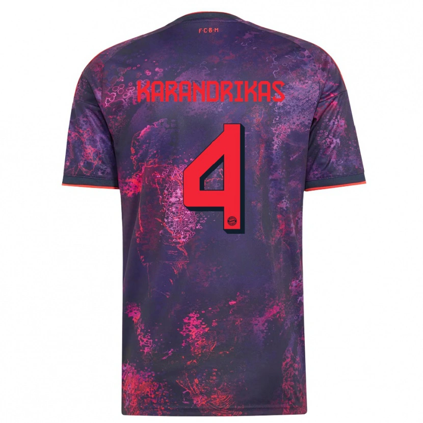 Danxen Dames Konstantinos Karandrikas #4 Paars Rood Thuisshirt Derde Tenue 2026/27 T-Shirt