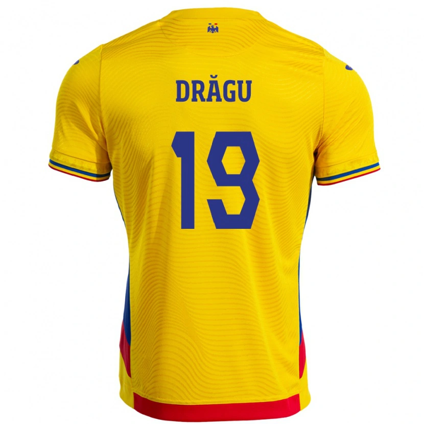 Danxen Kinderen Roemenië Denis Drăguş #19 Geel Thuisshirt Thuistenue 24-26 T-Shirt