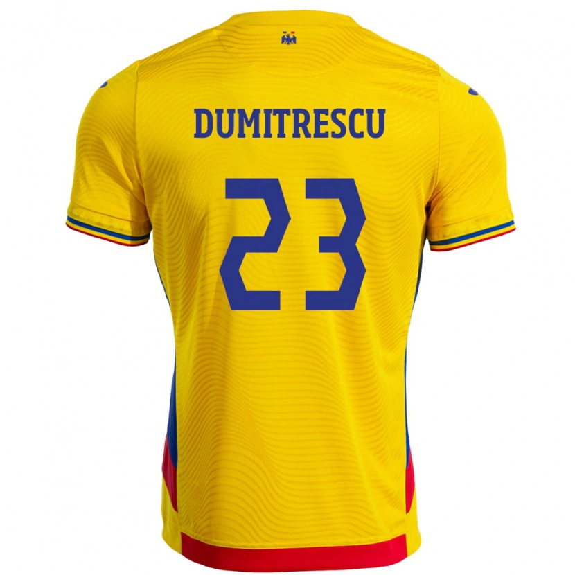 Danxen Kinderen Roemenië Andres Dumitrescu #23 Geel Thuisshirt Thuistenue 24-26 T-Shirt