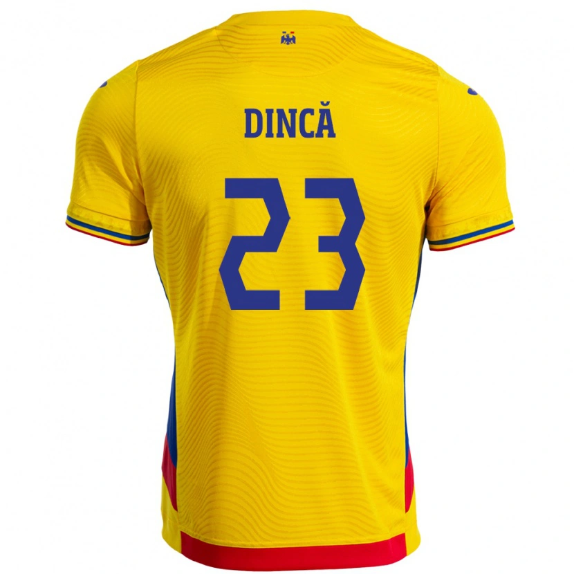 Danxen Kinderen Roemenië David Dincă #23 Geel Thuisshirt Thuistenue 24-26 T-Shirt