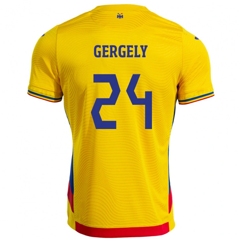 Danxen Kinderen Roemenië Botond Gergely #24 Geel Thuisshirt Thuistenue 24-26 T-Shirt