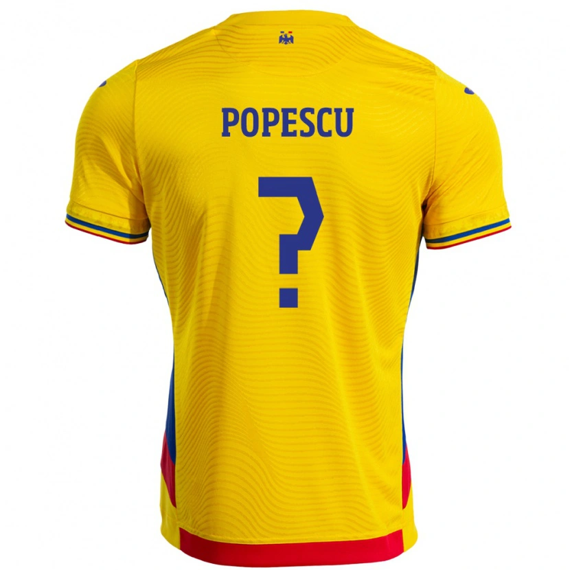 Danxen Kinderen Roemenië Marco Popescu #0 Geel Thuisshirt Thuistenue 24-26 T-Shirt