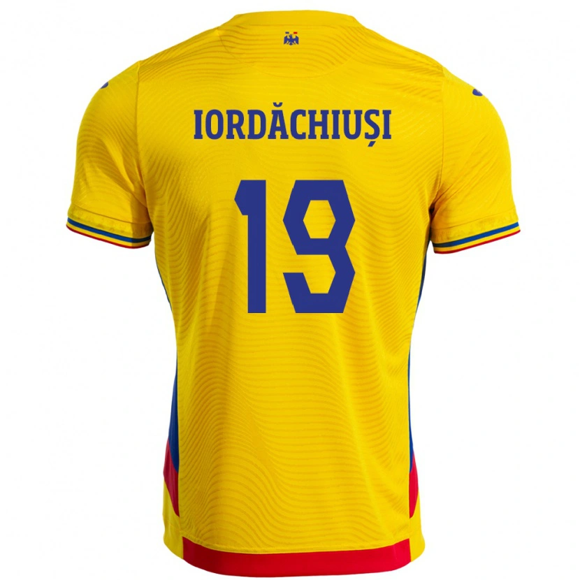 Danxen Kinderen Roemenië Olga Iordăchiuși #19 Geel Thuisshirt Thuistenue 24-26 T-Shirt