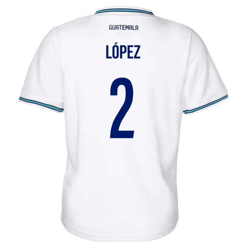 Danxen Kinderen Guatemala Francisco López #2 Wit Thuisshirt Thuistenue 24-26 T-Shirt