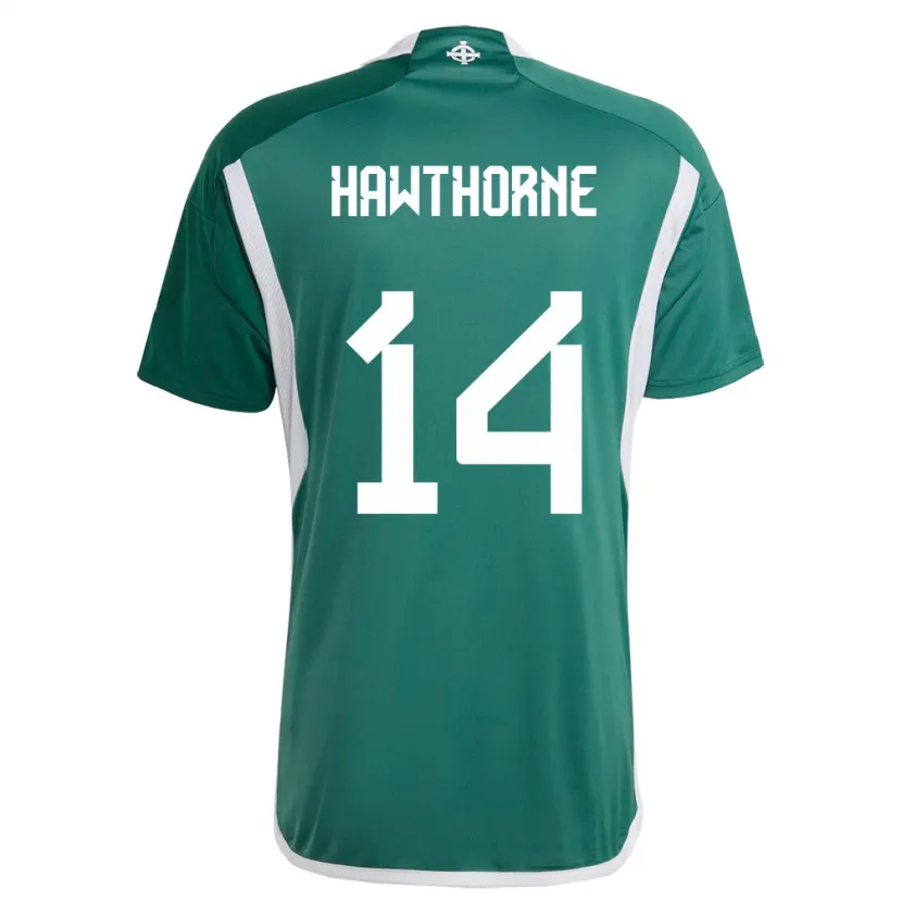 Danxen Kinderen Noord-Ierland Keevan Hawthorne #14 Groente Thuisshirt Thuistenue 24-26 T-Shirt
