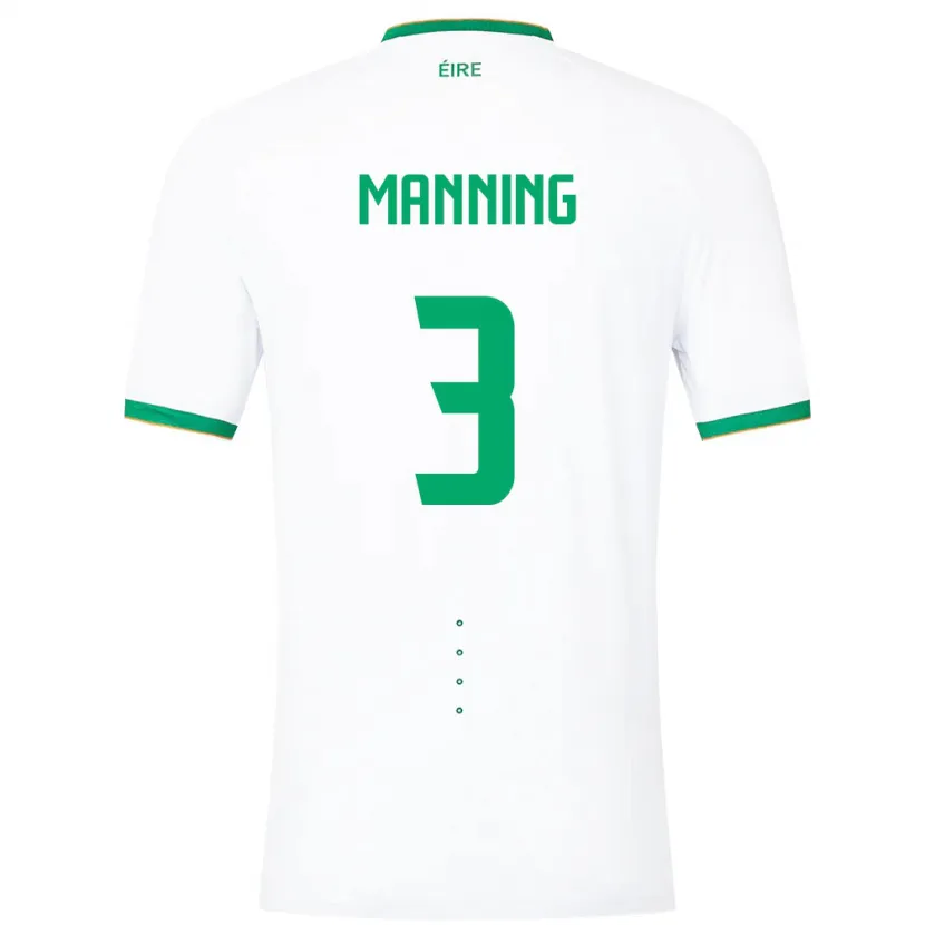 Danxen Kinderen Ierland Ryan Manning #3 Wit Uitshirt Uittenue 24-26 T-Shirt