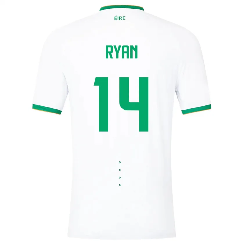 Danxen Kinderen Ierland John Ryan #14 Wit Uitshirt Uittenue 24-26 T-Shirt