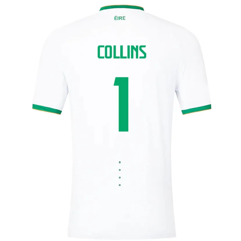 Danxen Kinderen Ierland Joe Collins #1 Wit Uitshirt Uittenue 24-26 T-Shirt
