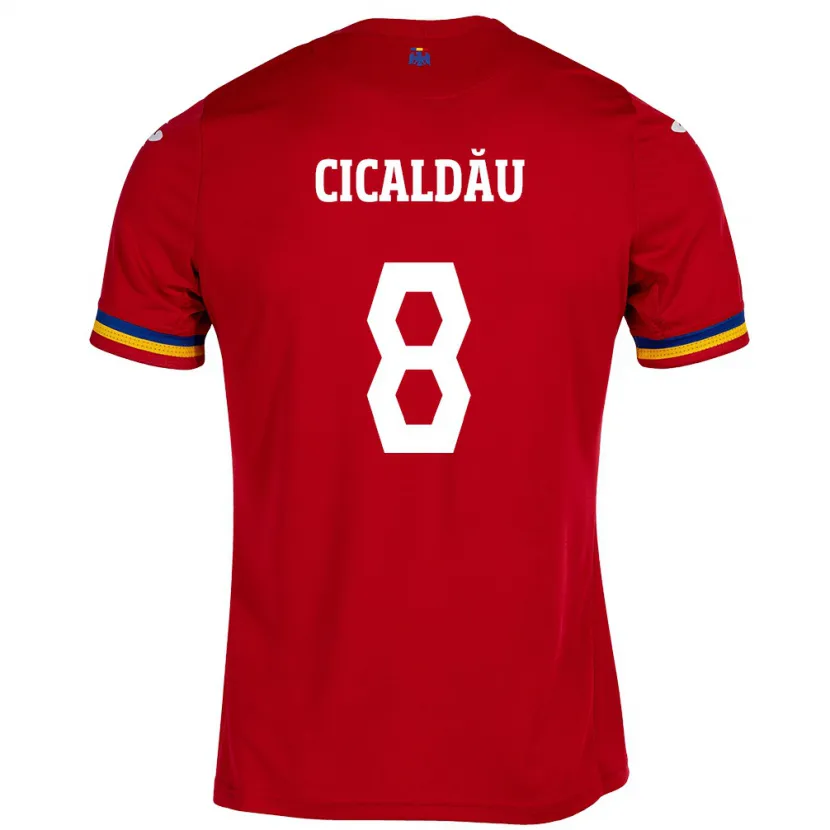 Danxen Kinderen Roemenië Alexandru Cicâldău #8 Rood Uitshirt Uittenue 24-26 T-Shirt