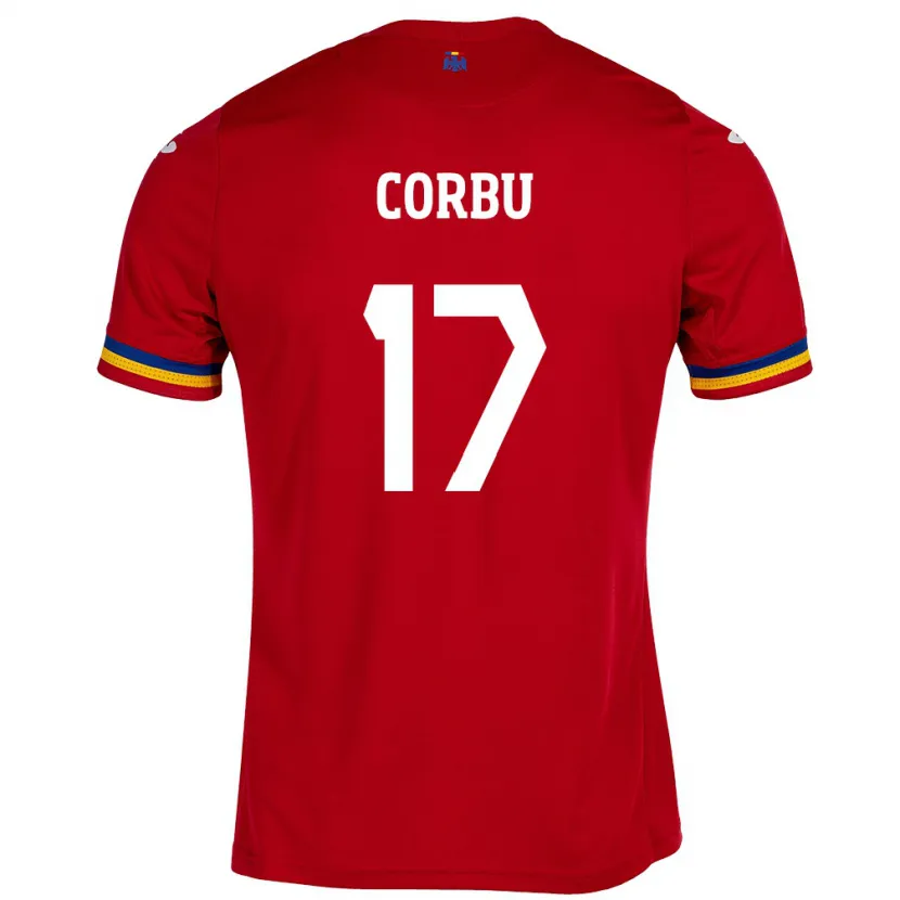 Danxen Kinderen Roemenië Marius Corbu #17 Rood Uitshirt Uittenue 24-26 T-Shirt