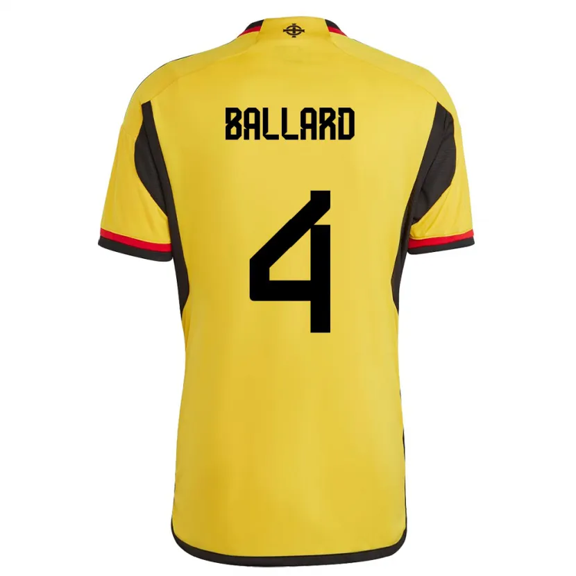 Danxen Kinderen Noord-Ierland Daniel Ballard #4 Wit Uitshirt Uittenue 24-26 T-Shirt