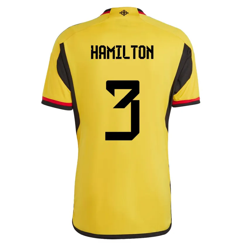 Danxen Kinderen Noord-Ierland Brendan Hamilton #3 Wit Uitshirt Uittenue 24-26 T-Shirt