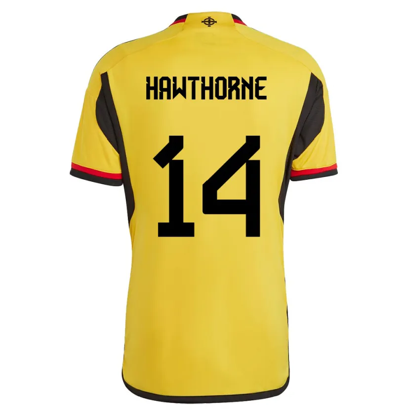 Danxen Kinderen Noord-Ierland Keevan Hawthorne #14 Wit Uitshirt Uittenue 24-26 T-Shirt