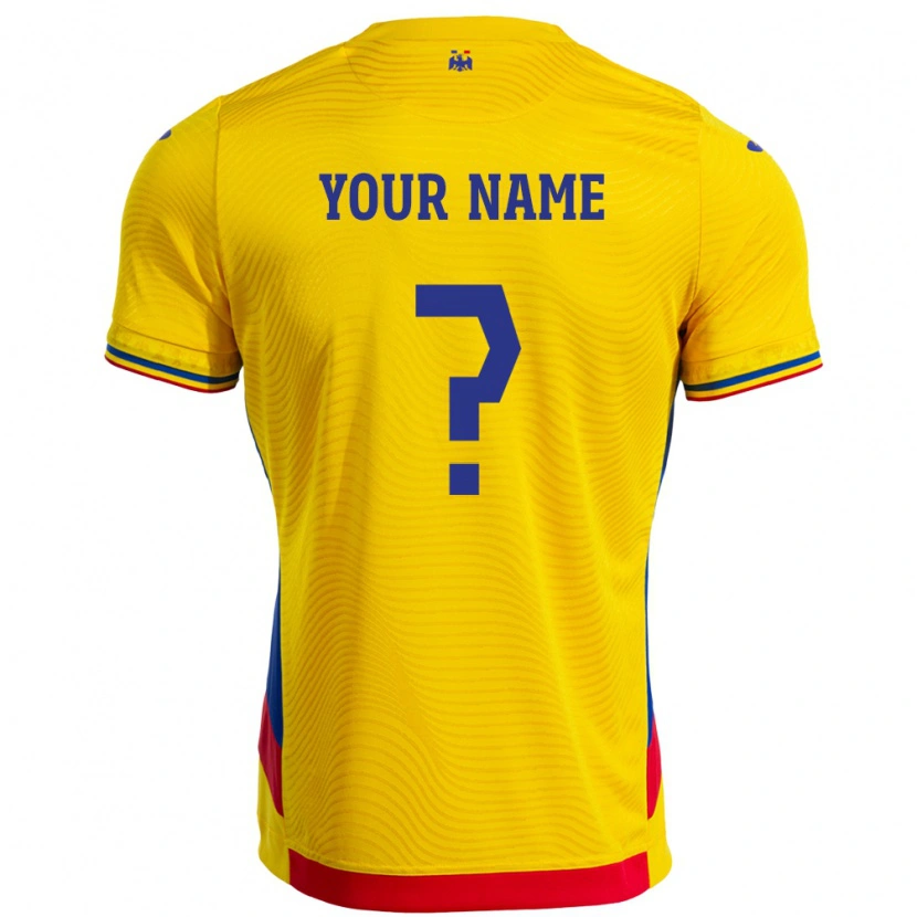 Danxen Heren Roemenië Uw Naam #0 Geel Thuisshirt Thuistenue 24-26 T-Shirt